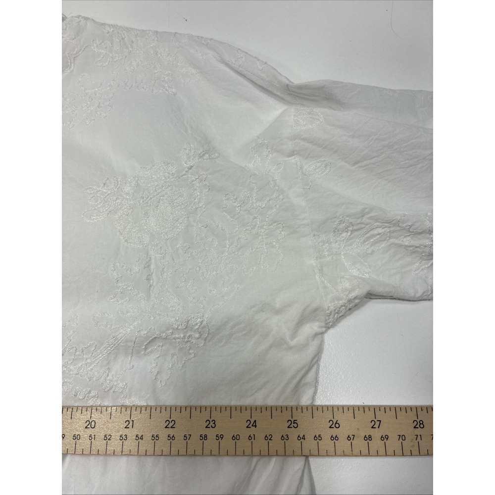 Cynthia Rowley Women 3/4 Sleeve Blouse Shirt White Embroidered Floral Size 3X - Picture 9 of 13